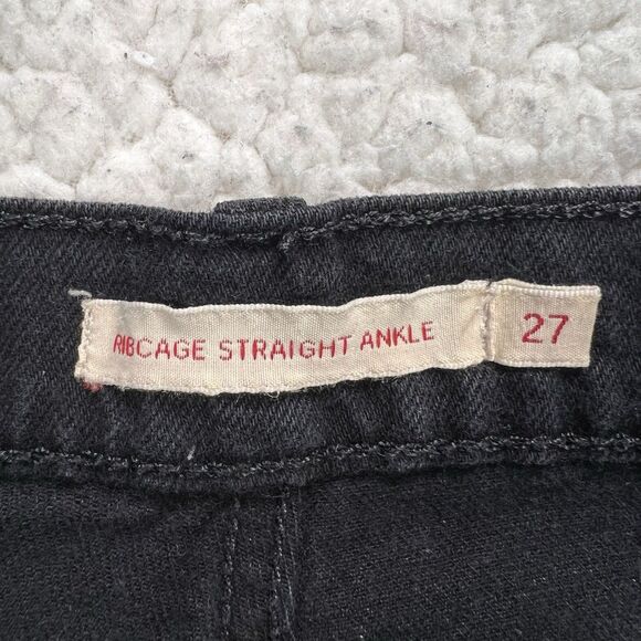 Levi’s Premium Ribcage Straight Ankle Jeans Women’s 27 (25x27) Black Streetwear - Picture 6 of 13